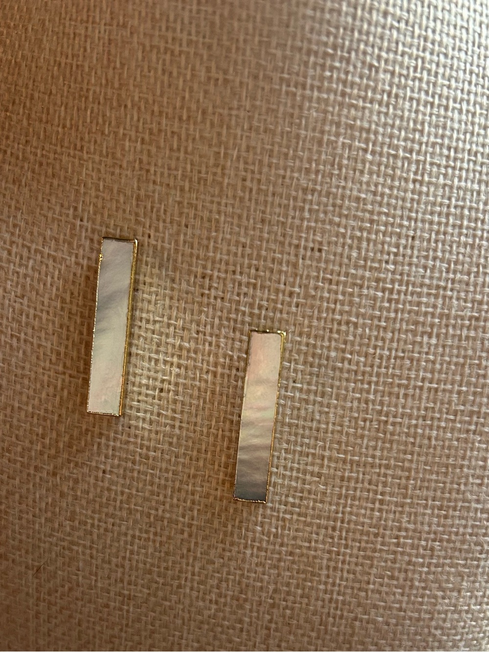 Gold-Trim Mother of Pearl Bar Stud Earrings - Women Jewelry